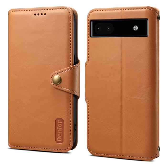 DENIOR - DENIOR Google Pixel 6a Plånboksfodral Äkta Läder Khaki
