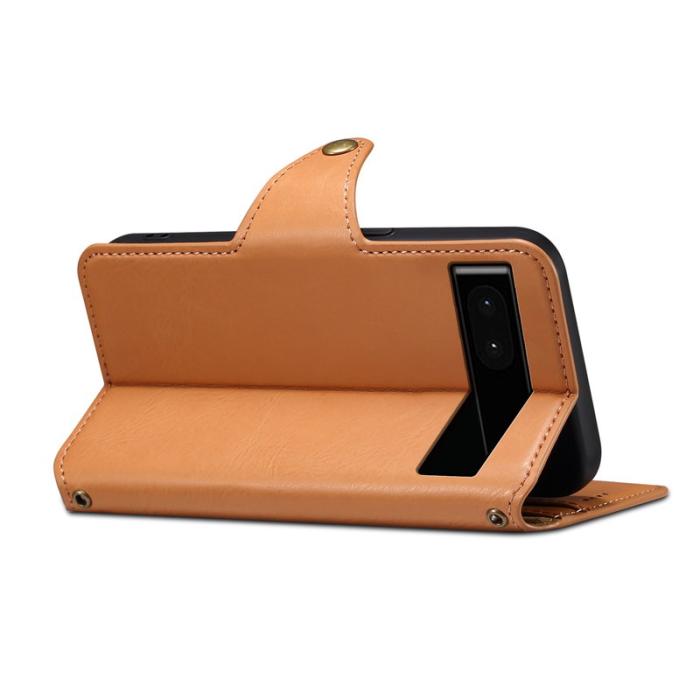 DENIOR - DENIOR Google Pixel 6a Plånboksfodral Äkta Läder Khaki