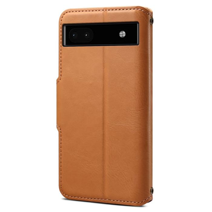 DENIOR - DENIOR Google Pixel 6a Plånboksfodral Äkta Läder Khaki