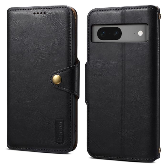DENIOR - DENIOR Google Pixel 7 5G Fodral Äkta läder Stötabsorberande Svart
