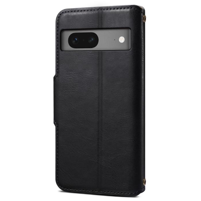 DENIOR - DENIOR Google Pixel 7 5G Fodral Äkta läder Stötabsorberande Svart