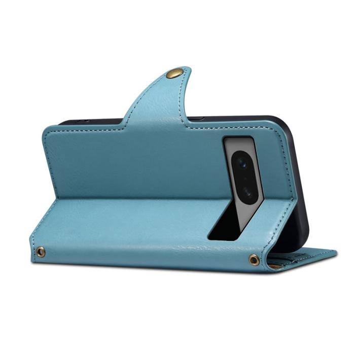 DENIOR - DENIOR Google Pixel 7 5G Fodral Äkta Läder Stötabsorberande Blå