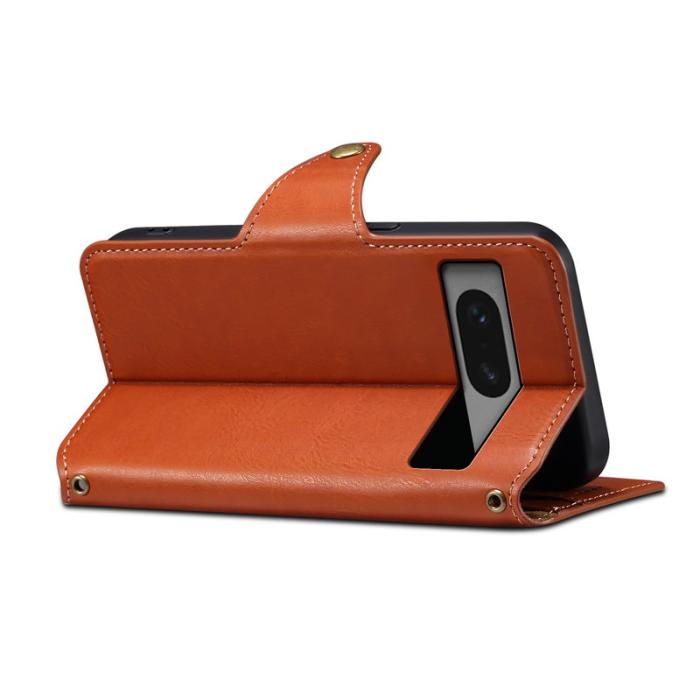 DENIOR - DENIOR Google Pixel 7 5G Fodral Äkta läder Chockskydd - Brun