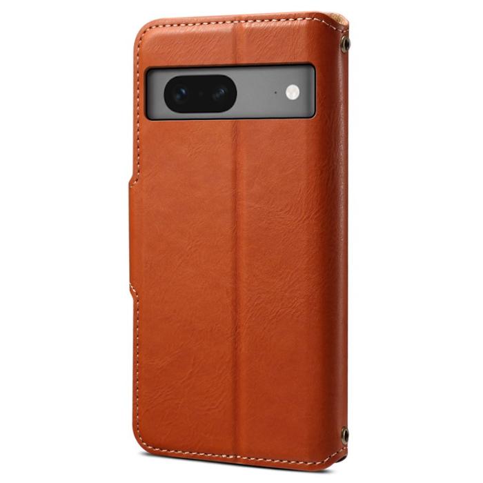 DENIOR - DENIOR Google Pixel 7 5G Fodral Äkta läder Chockskydd - Brun