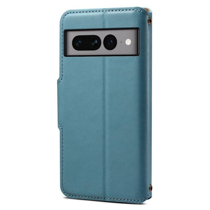 DENIOR - DENIOR Google Pixel 7 Pro 5G Fodral Äkta Läder Blå