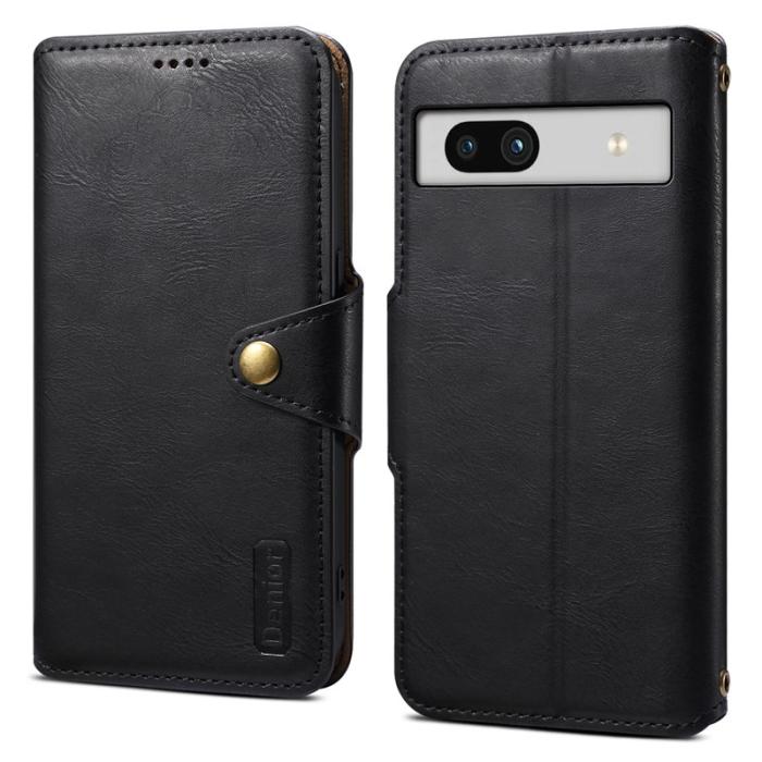 DENIOR - DENIOR Google Pixel 7a Stöttåligt Fodral Äkta Läder Svart