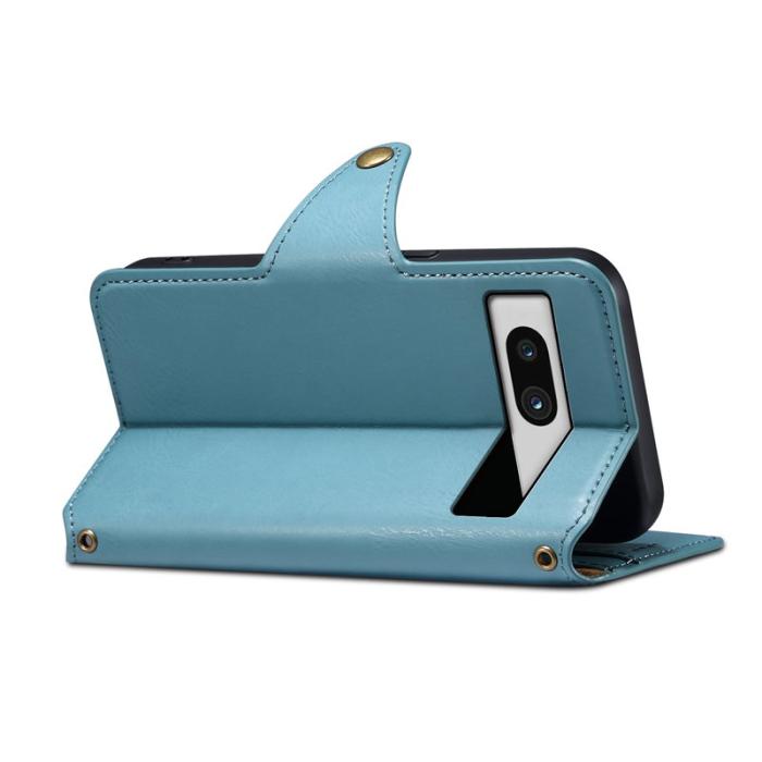 DENIOR - DENIOR Google Pixel 7a Stöttåligt Fodral Äkta Läder Blå