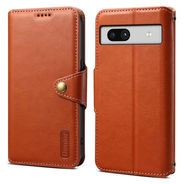 DENIOR - DENIOR Google Pixel 7a Stöttåligt Fodral Äkta Läder - Brun