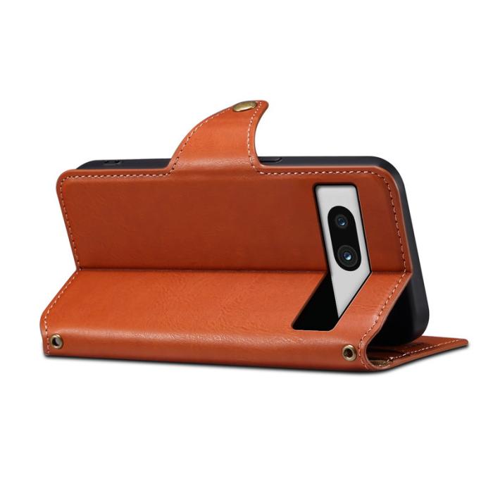 DENIOR - DENIOR Google Pixel 7a Stöttåligt Fodral Äkta Läder - Brun