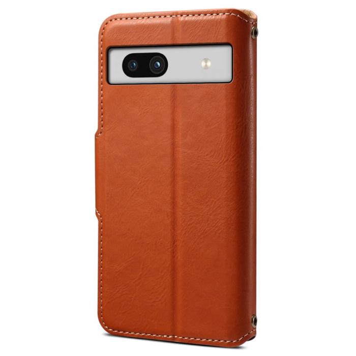 DENIOR - DENIOR Google Pixel 7a Stöttåligt Fodral Äkta Läder - Brun