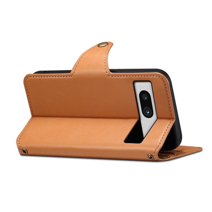 DENIOR - DENIOR Google Pixel 7a Stöttåligt Fodral Äkta Läder Khaki