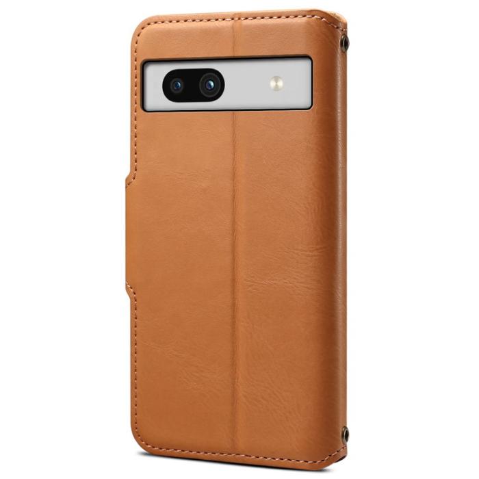 DENIOR - DENIOR Google Pixel 7a Stöttåligt Fodral Äkta Läder Khaki