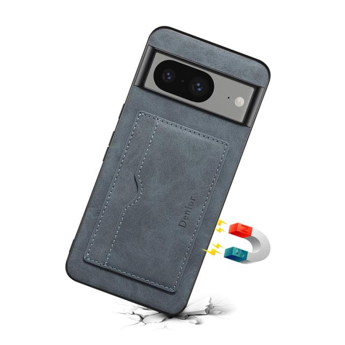 DENIOR - DENIOR Google Pixel 8 Fodral Retro Konstläder Kortfack - Grå