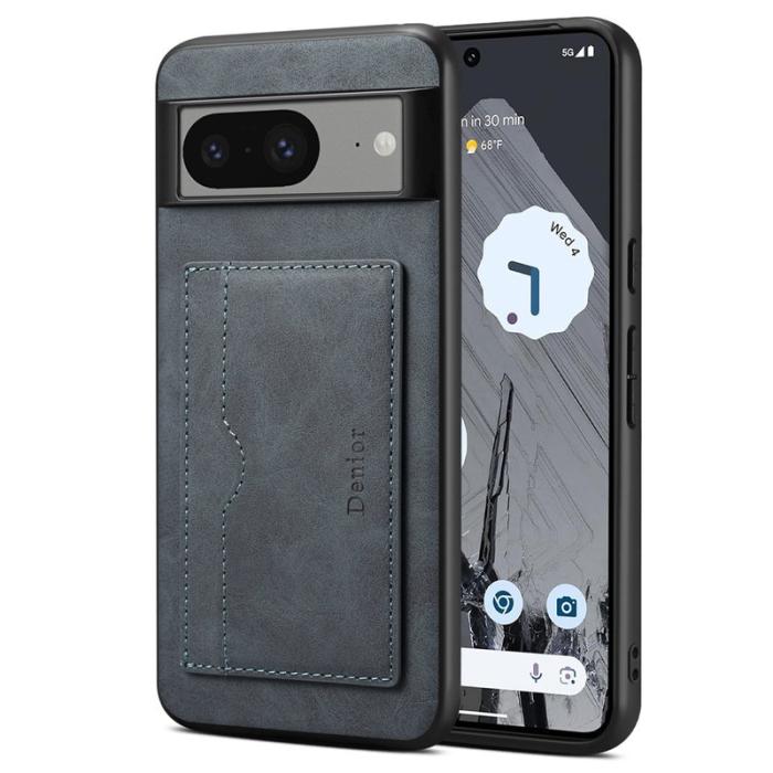 DENIOR - DENIOR Google Pixel 8 Fodral Retro Konstläder Kortfack - Grå