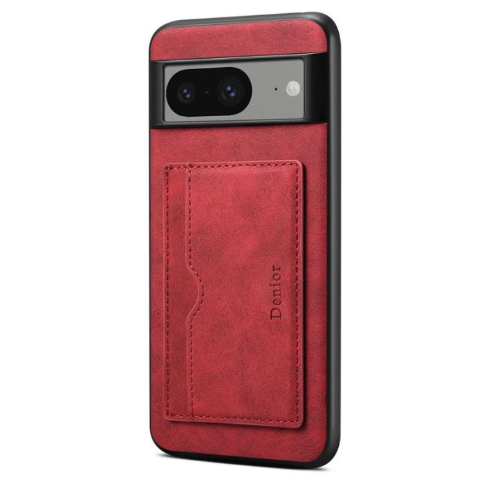 DENIOR - DENIOR Google Pixel 8 Fodral Retro Läder+TPU+PC Kortfack - Röd