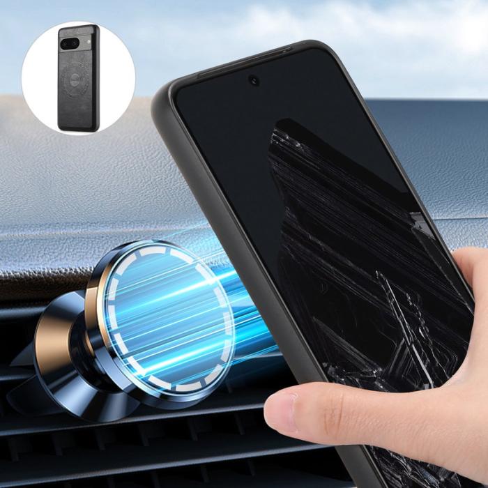 DENIOR - DENIOR Google Pixel 8 Fodral Magnetiskt Läder PC+TPU - Svart