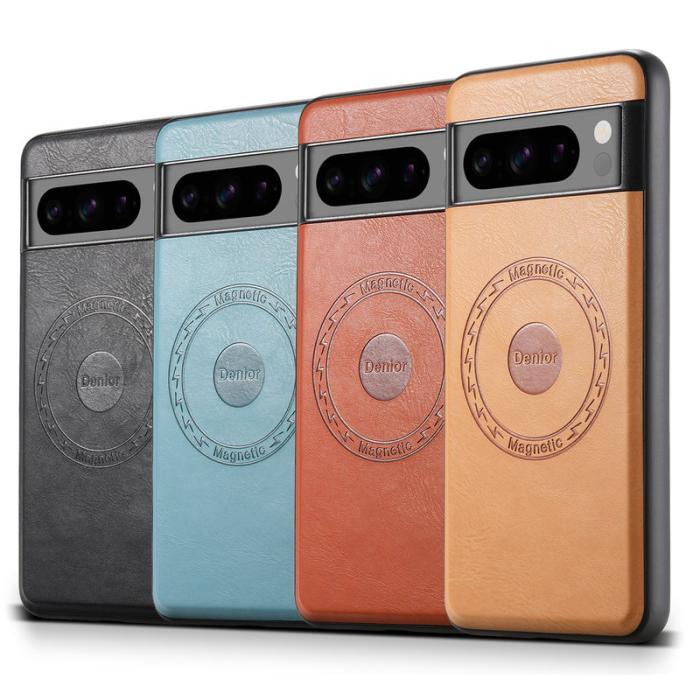 DENIOR - DENIOR Google Pixel 8 Fodral Magnetiskt Läder PC+TPU - Svart