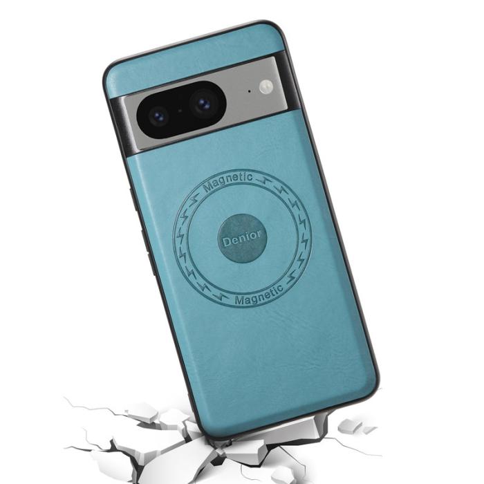 DENIOR - DENIOR Google Pixel 8 Fodral Magnetiskt Läder Coated PC - Blå