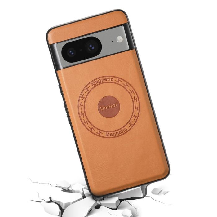 DENIOR - DENIOR Google Pixel 8 Fodral Magnetiskt Läderbelagt PC+TPU - Khaki