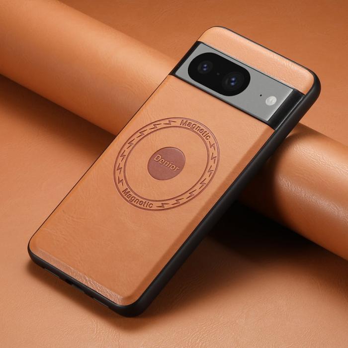 DENIOR - DENIOR Google Pixel 8 Fodral Magnetiskt Läderbelagt PC+TPU - Khaki