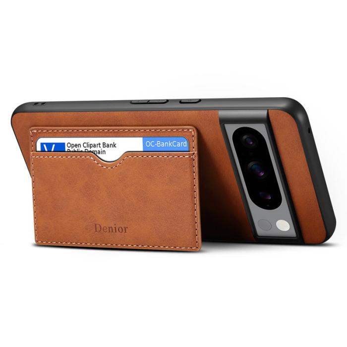 DENIOR - DENIOR Google Pixel 8 Pro Fodral Läder+TPU+PC Ställ - Brun