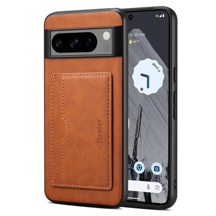 DENIOR - DENIOR Google Pixel 8 Pro Fodral Läder+TPU+PC Ställ - Brun