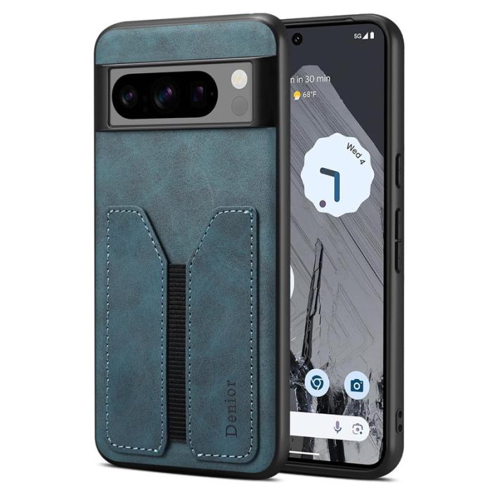 DENIOR - DENIOR Google Pixel 8 Pro Fodral PU Läder med Kortfack - Blå