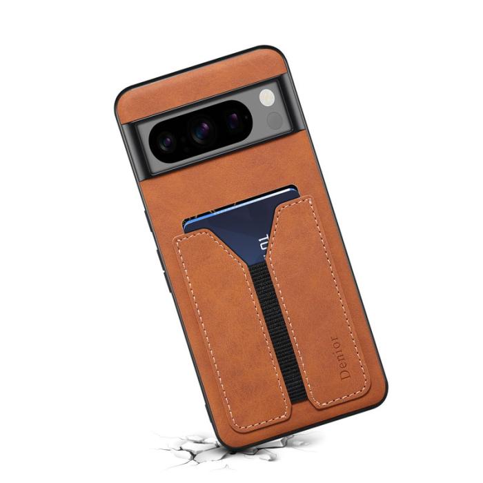 DENIOR - DENIOR Google Pixel 8 Pro Fodral PU-läder med kortfack - Brun
