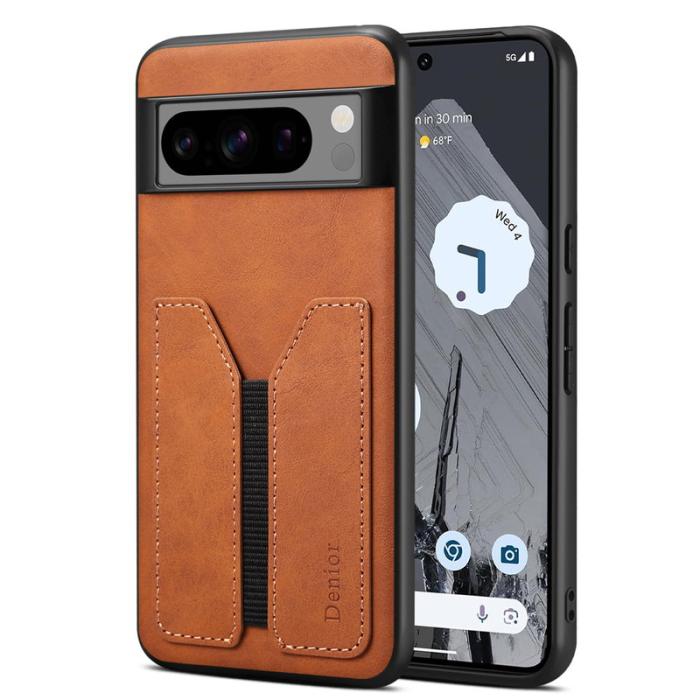 DENIOR - DENIOR Google Pixel 8 Pro Fodral PU-läder med kortfack - Brun