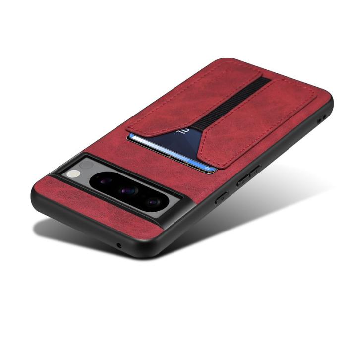 DENIOR - DENIOR Google Pixel 8 Pro Fodral PU Läder med Kortfack - Röd