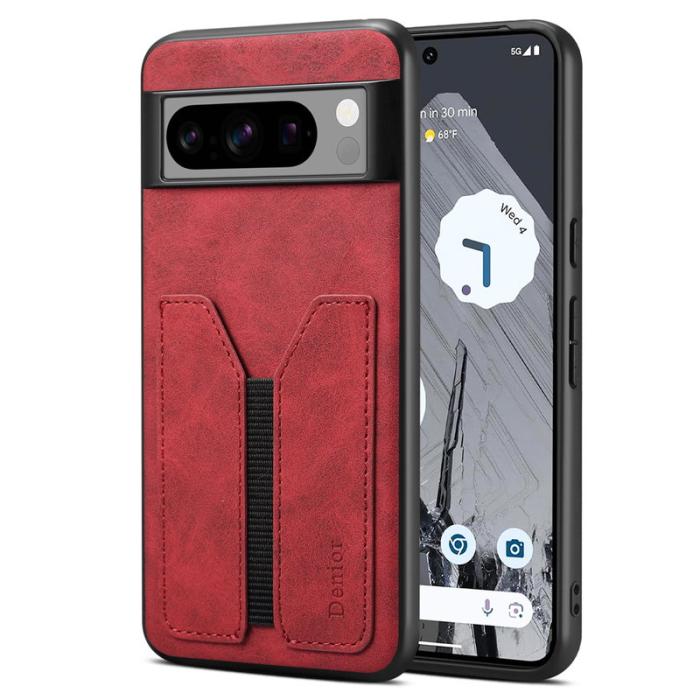DENIOR - DENIOR Google Pixel 8 Pro Fodral PU Läder med Kortfack - Röd