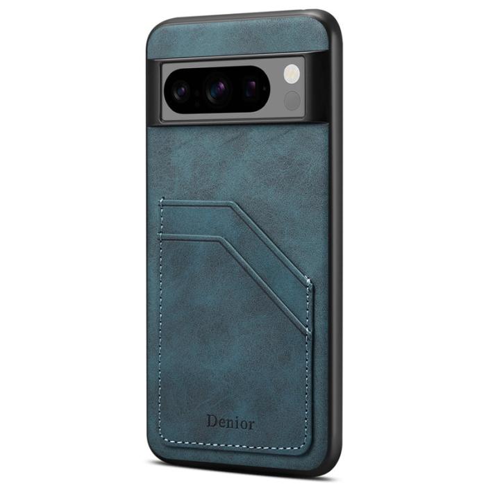 DENIOR - DENIOR Google Pixel 8 Pro Fodral Äkta läder Retro Blå