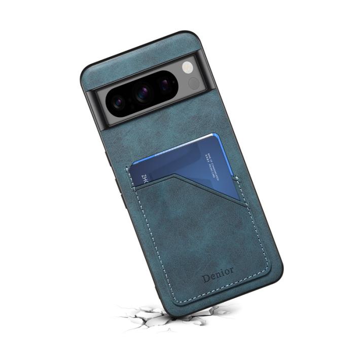 DENIOR - DENIOR Google Pixel 8 Pro Fodral Äkta läder Retro Blå