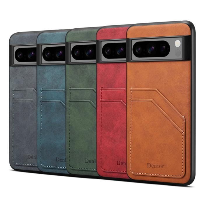 DENIOR - DENIOR Google Pixel 8 Pro Fodral Äkta läder Retro Blå