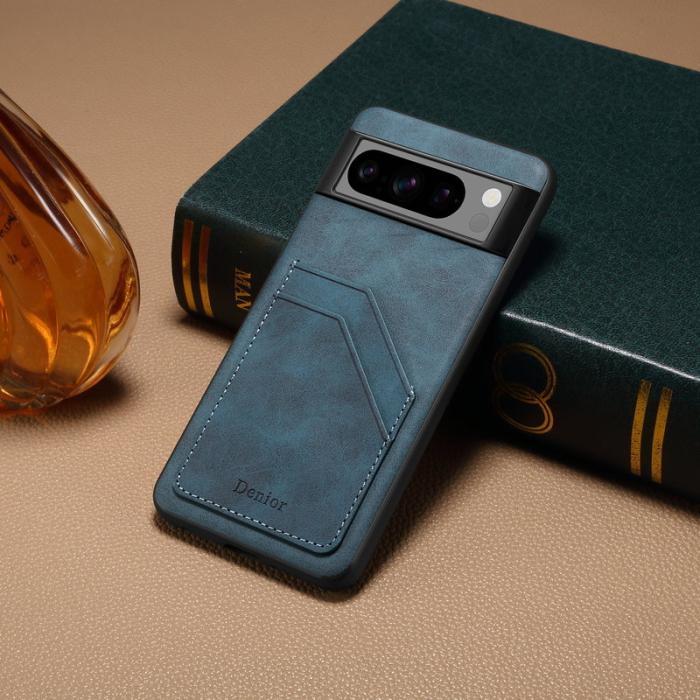 DENIOR - DENIOR Google Pixel 8 Pro Fodral Äkta läder Retro Blå