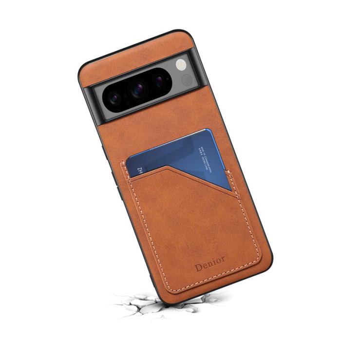 DENIOR - DENIOR Google Pixel 8 Pro Fodral Äkta läder Retro Brun
