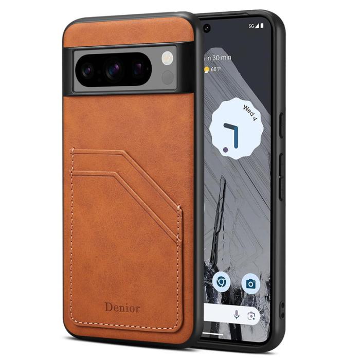 DENIOR - DENIOR Google Pixel 8 Pro Fodral Äkta läder Retro Brun