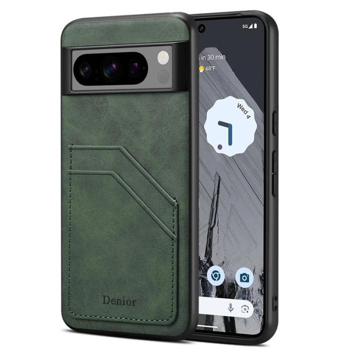 DENIOR - DENIOR Google Pixel 8 Pro Fodral Retro Dubbelkortplats Grön