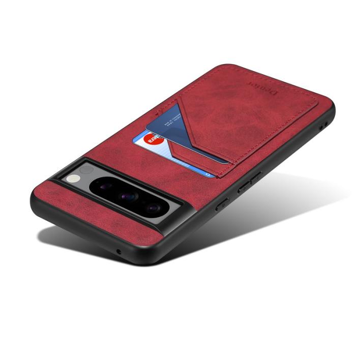 DENIOR - DENIOR Google Pixel 8 Pro Fodral Retro Dubbelkortslott Röd