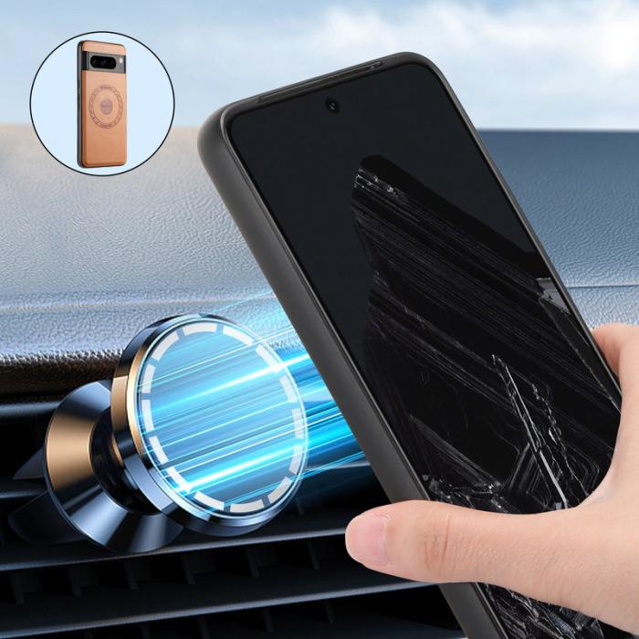 DENIOR - DENIOR Google Pixel 8 Pro Fodral Magnetiskt PU Läder + PC + TPU - Khaki