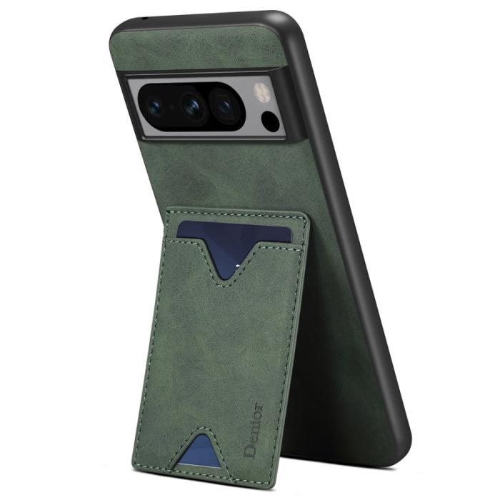 DENIOR - DENIOR Google Pixel 8 Pro Skal PU-läder TPU med ställ och kortfack - Grön