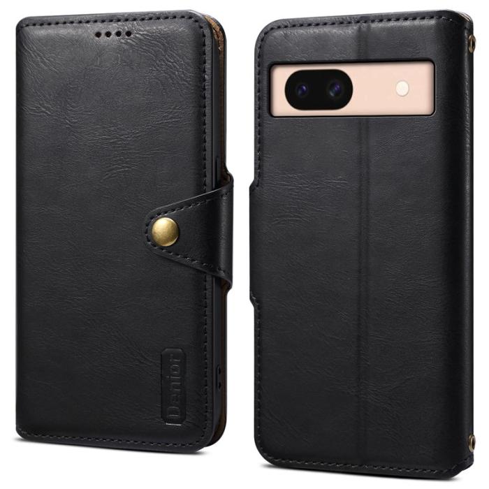 DENIOR - DENIOR Google Pixel 8a Fodral Äkta Läder Svart