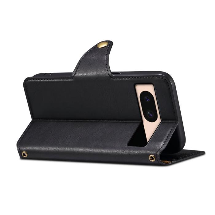 DENIOR - DENIOR Google Pixel 8a Fodral Äkta Läder Svart