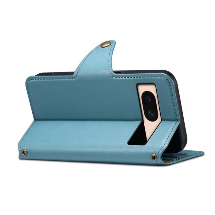 DENIOR - DENIOR Google Pixel 8a Skyddsfodral Äkta Läder Blå