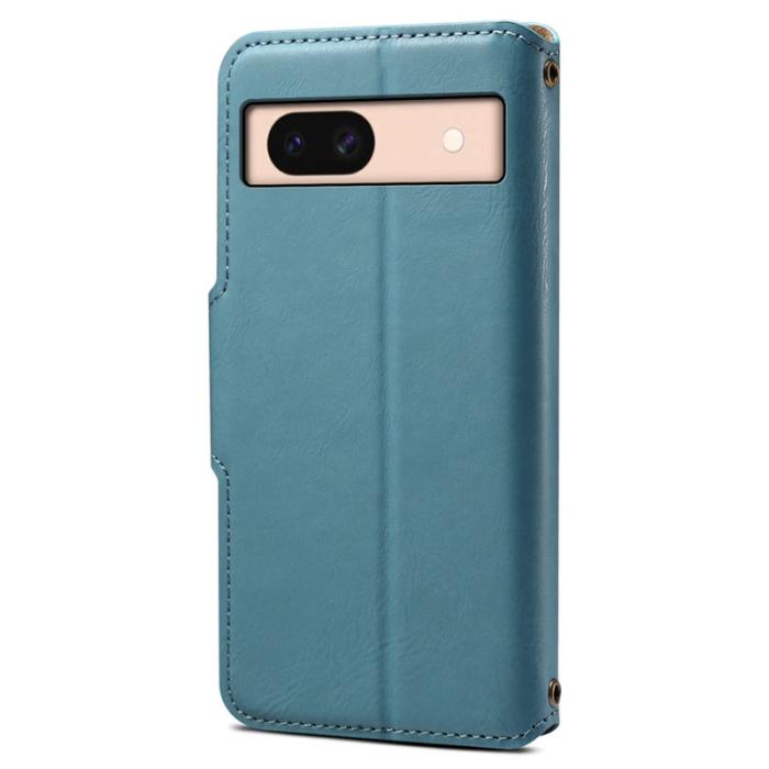 DENIOR - DENIOR Google Pixel 8a Skyddsfodral Äkta Läder Blå