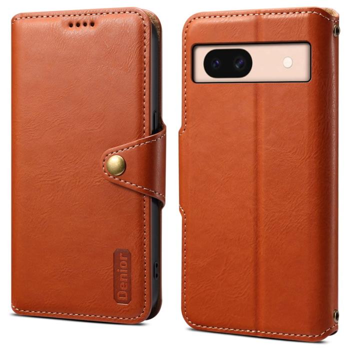 DENIOR - DENIOR Google Pixel 8a Fodral Äkta Läder Brun