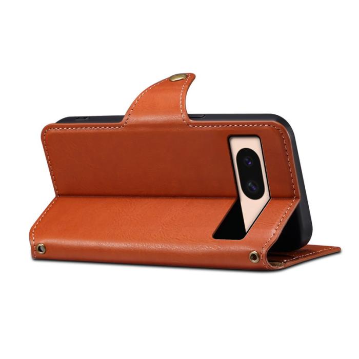 DENIOR - DENIOR Google Pixel 8a Fodral Äkta Läder Brun