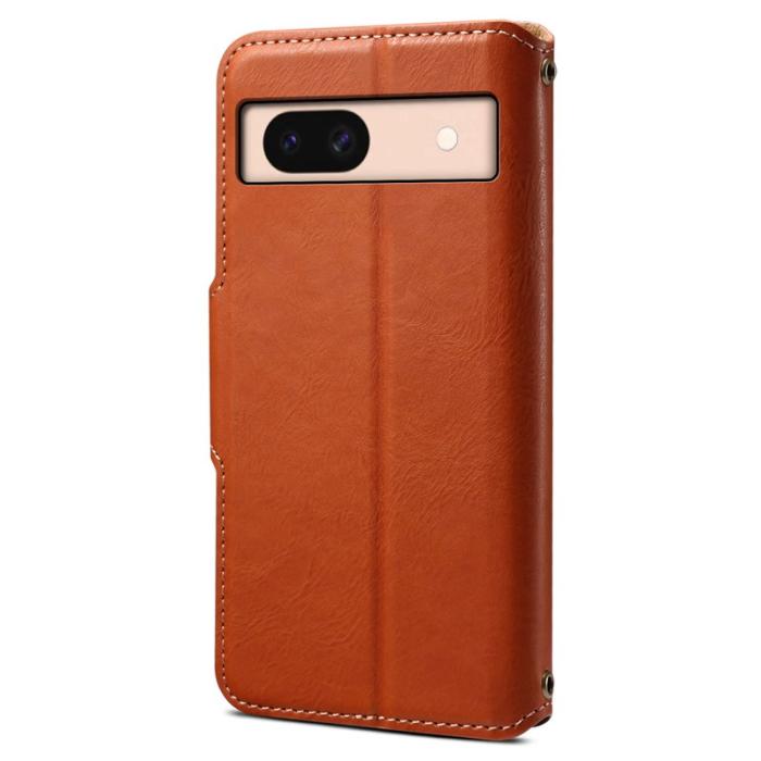 DENIOR - DENIOR Google Pixel 8a Fodral Äkta Läder Brun