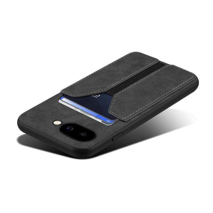 DENIOR - DENIOR Google Pixel 9a Fodral Elastisk Kortficka PU Läder Svart