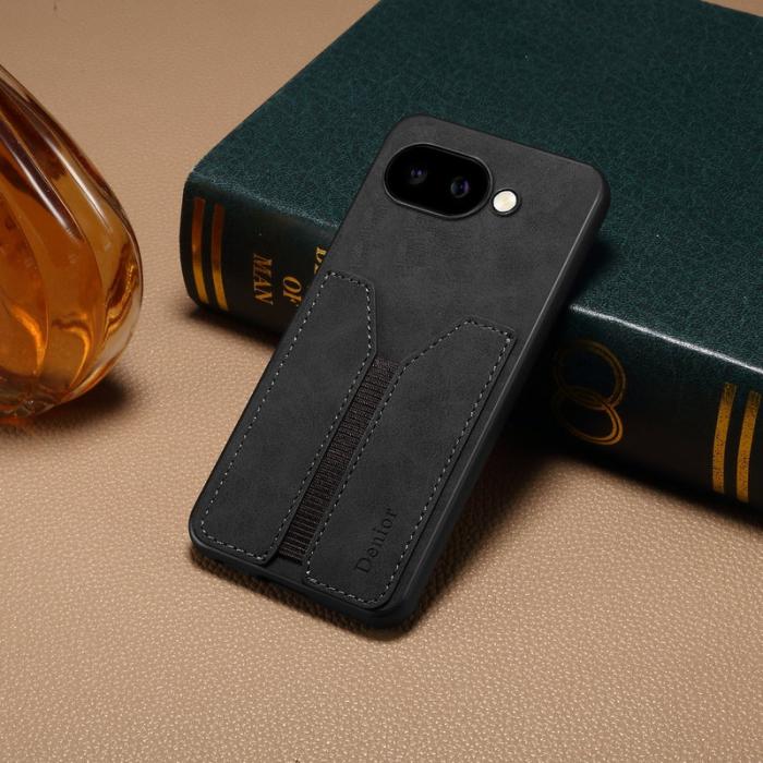 DENIOR - DENIOR Google Pixel 9a Fodral Elastisk Kortficka PU Läder Svart
